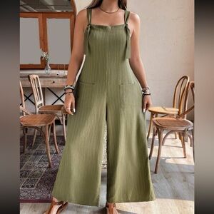 Boho Plus Size Knot Strap Wide Leg Palazzo Pants Jumpsuit